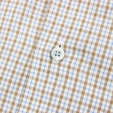 Zegna Brown White Blue Cotton Checked Spread Collar Dress Shirt 39EU/15.5US