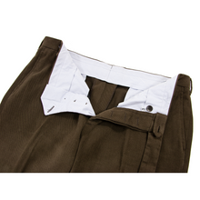 NWOT Rota Brown Brushed Cotton Twill Flat Front Handmade Pants 38W/54EU