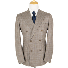 NWT $6595 Loro Piana Brown 92% Baby Cashmere Glen Plaid Dbl Breasted Suit 44R