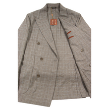 NWT $6595 Loro Piana Brown 92% Baby Cashmere Glen Plaid Dbl Breasted Suit 44R