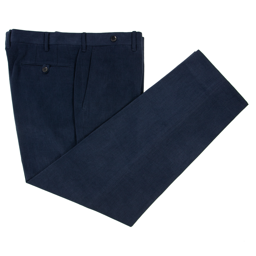 LNWOT Rota Navy Blue Brushed Cotton Flat Front Twill Pants 38W/54EU