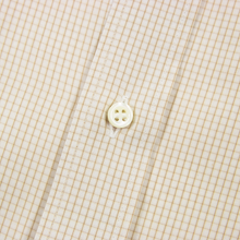 Piattelli White Brown Cotton Graph Check MOP Spread Collar Dress Shirt 16.5US