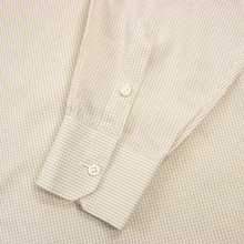 Piattelli White Brown Cotton Graph Check MOP Spread Collar Dress Shirt 16.5US