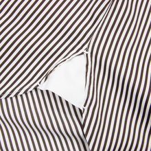 G. Inglese White Brown Cotton Bengal Striped MOP Spread Collar Dress Shirt 16US