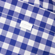 Ledbury Blue White Cotton Gingham Check Spread Collar Dress Shirt 43EU/17US