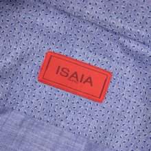 Isaia Blue Cotton Micro-Paisley Print MOP Spread Collar Dress Shirt 41EU/16US