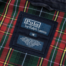 Polo Ralph Lauren Navy Cotton Tartan Lined Leather Pull Tab Blouson Jacket M