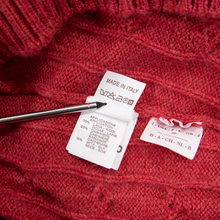 Brunello Cucinelli Red 100% Cashmere Cable Knit Piped Half Zip Sweater 50EU/M