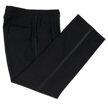 Polo Ralph Lauren Black Wool Satin Side Stripe Pleated Tuxedo Dress Pants 33W