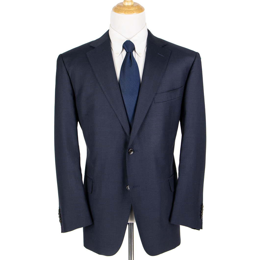 Suitsupply Napoli Blue VBC S110S Wool Woven Top Stitch Glossy 2Btn Jacket 48R