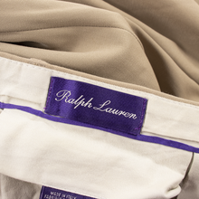 Ralph Lauren Purple Label Tan Wool Gabardine Pleated Italy Dress Pants 34W