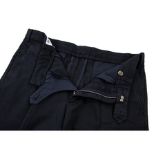 NWT $475 Loro Piana Midnight Blue Cotton Linen Static Flat F. Pants 32W/48EU