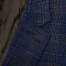 CURRENT Isaia Blue Brown S130s Wool Plaid Dual Vents Woven 2Btn Jacket 44L