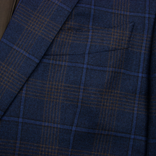 CURRENT Isaia Blue Brown S130s Wool Plaid Dual Vents Woven 2Btn Jacket 44L