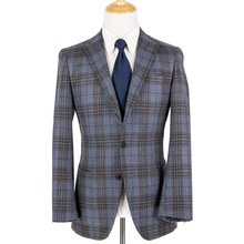 NWOT Caruso Blue Wool Cashmere Silk Plaid Patch Pkt Unstructured Jacket 40R