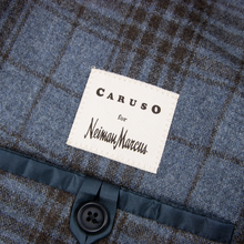 NWOT Caruso Blue Wool Cashmere Silk Plaid Patch Pkt Unstructured Jacket 40R