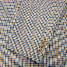 Samuelsohn Blue Orange Ivory Wool Silk Houndstooth Plaid Vented 2Btn Jacket 46R