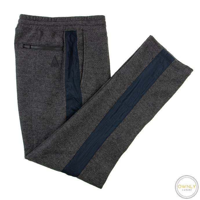 Aztech Mountain Grey Wool Cashmere Flannel Side Stripe Elastic Lounge Pants M
