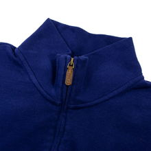 CURRENT Polo Ralph Lauren Blue Cotton Estate Rib Suede Trim Half Zip Sweater 2XL