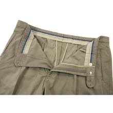 Saint Hilaire Taupe Cotton Blend Twill Unlined Pleated Front Shorts 42W