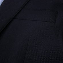 Bartorelli Napoli Blue Black Wool Cashmere Pique Top Stitch 2Btn Jacket 44L