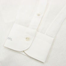 Zegna Su Misura Chiffon White Linen Slubby MOP Button Down Dress Shirt 18US