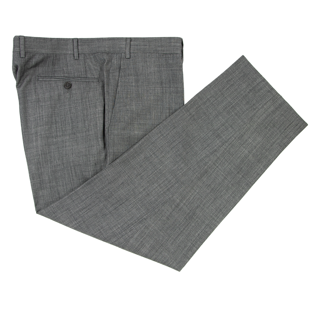 Canali 1934 Grey Wool Silk Mute Plaid Ticket Pocket Flat Front Dress Pants 38W