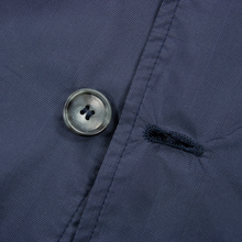 NWT Schiatti Blue 100% Silk Mute Glen Plaid Leather Trim Top Stitch Rain Coat 42