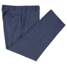 Zanella Devon Aegean Blue Wool Ribbed Faille Glossy Flat F. Dress Pants 38W