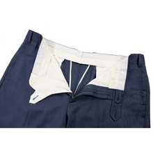 Zanella Devon Aegean Blue Wool Ribbed Faille Glossy Flat F. Dress Pants 38W