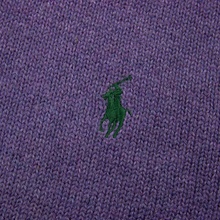 Polo Ralph Lauren Purple Cotton Ribbed Knit Leather Pull Tab Half Zip Sweater M