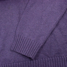 Polo Ralph Lauren Purple Cotton Ribbed Knit Leather Pull Tab Half Zip Sweater M