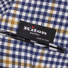 NWOT Kiton Blue White Dijon 100% Cashmere Silk Lined Checked Handmade Jacket 39R