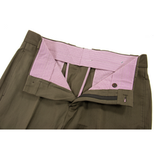 NWT $275 Incotex Ivory Olive Cotton Linen Slubby Unlined Flat Front Pants 35W