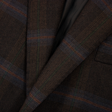 Kiton Brown 100% Cashmere Plaid Top Stitch Handmade Dual Vents 2Btn Jacket 46L