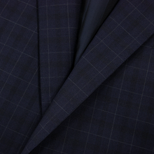 NWOT Zegna Torin Navy Blue Black Wool Plaid Top Stitch Flat F. 2Btn Suit 40R