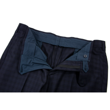 NWOT Zegna Torin Navy Blue Black Wool Plaid Top Stitch Flat F. 2Btn Suit 40R
