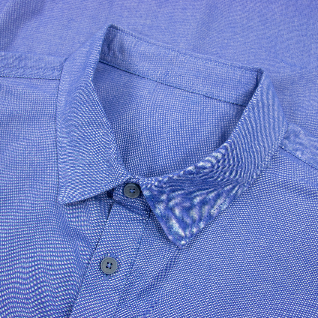LNWOT Lululemon Blue Cotton Microfiber Semi-Spread Collar Work Shirt 17US