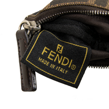 Fendi Tobacco Black Leather Trim Silver-Tone Clasp Key Chain Coin Purse