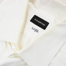 NWD $450 Zegna White 100Fili Cotton MOP Spread Collar Dress Shirt 42EU/16.5US