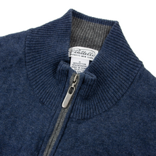 Piattelli Blue Cotton Cashmere Knit Lightweight Bomber Sweater Jacket M