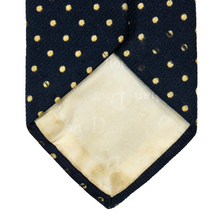 Christian Dior Navy Blue God Silk Blend Polka Dot Bi-Fold Tipped Skinny Tie