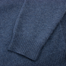 Polo Ralph Lauren Blue Wool Piped Knit Half Zip Leather Pull Sweater 3XL