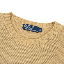 Polo Ralph Lauren Beige Cotton Ribbed Knit Thick Piped Crew Neck Sweater 3XL