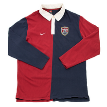 Nike Red Blue Cotton Color Block Long Sleeve US Soccer Polo Shirt 2X-Large