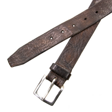 Orciani Brown Burnished Genuine Leather Wide 5-Hole Brass Buckle Belt 90CM/36W