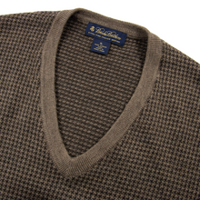 Brooks Brothers Cedar Brown Wool Houndstooth Knit V-Neck Sweater Vest XL