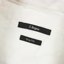 Z Zegna Drop 8 Fit White Cotton Diamond Jacquard Spread Dress Shirt 41EU/16US