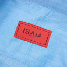 Isaia Summer Sky Blue Cotton MOP Glossy Spread Collar Dress Shirt 44EU/17.5US