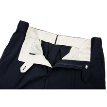 Paul Stuart Navy Blue Wool Woven Unlined Flat Front Zip Up Trouser Pants 36W